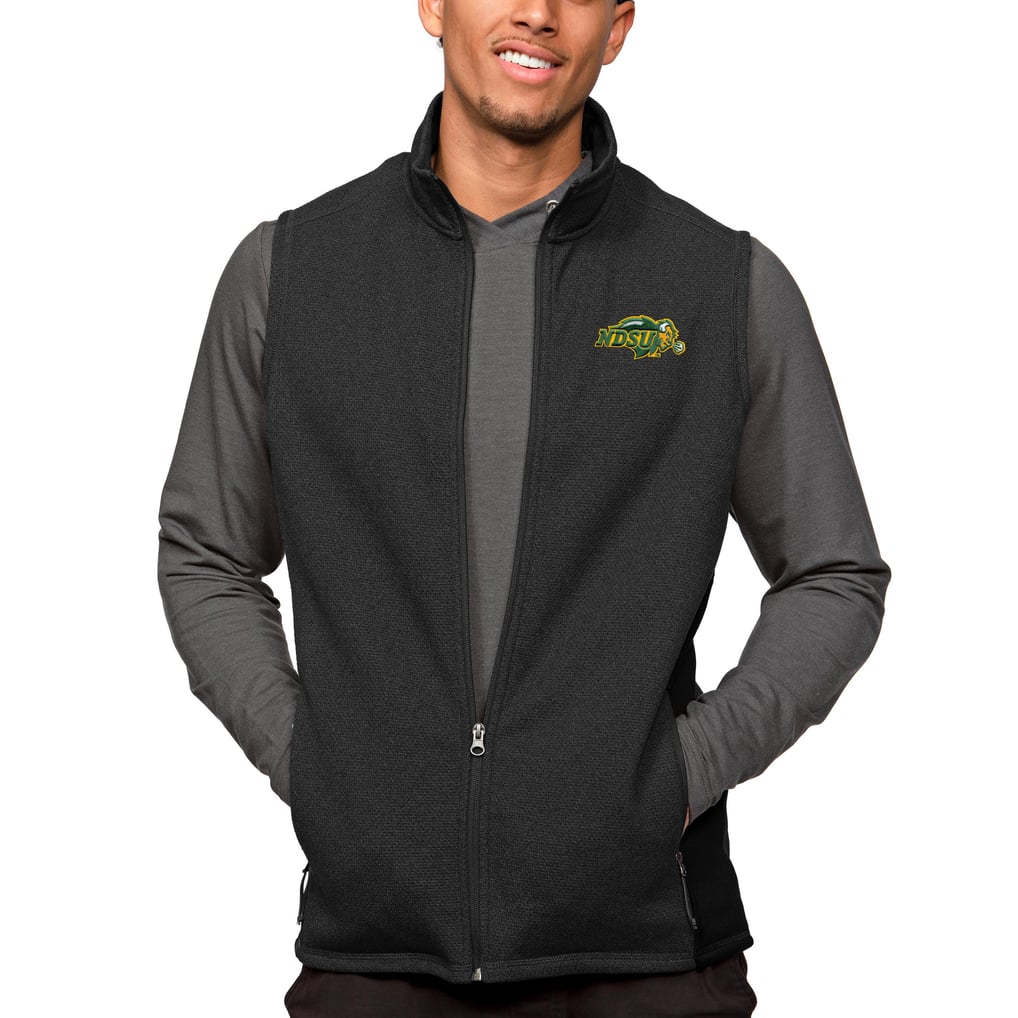 NDSU Bison Antigua Course Full-Zip Vest - Heather Black