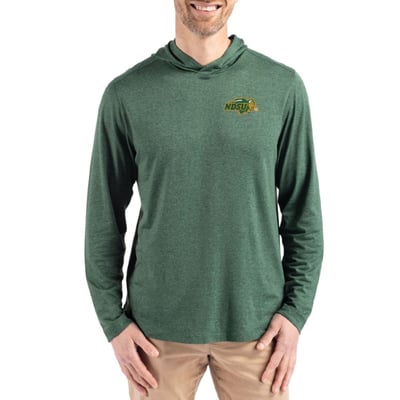  NDSU Bison Cutter & Buck Coastline Recycled Double Peached Hoodie - Green