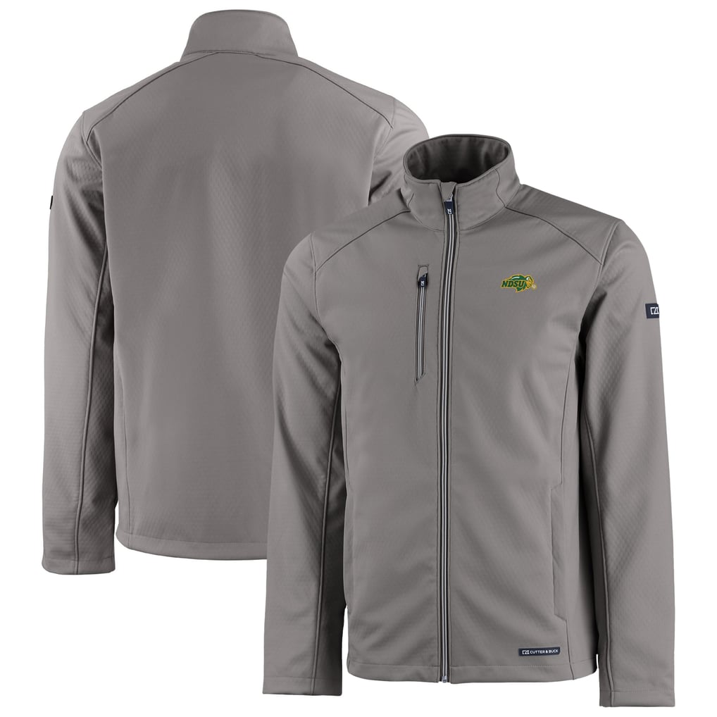 NDSU Bison Cutter & Buck Evoke Eco Softshell Recycled Full-Zip Jacket - Pewter