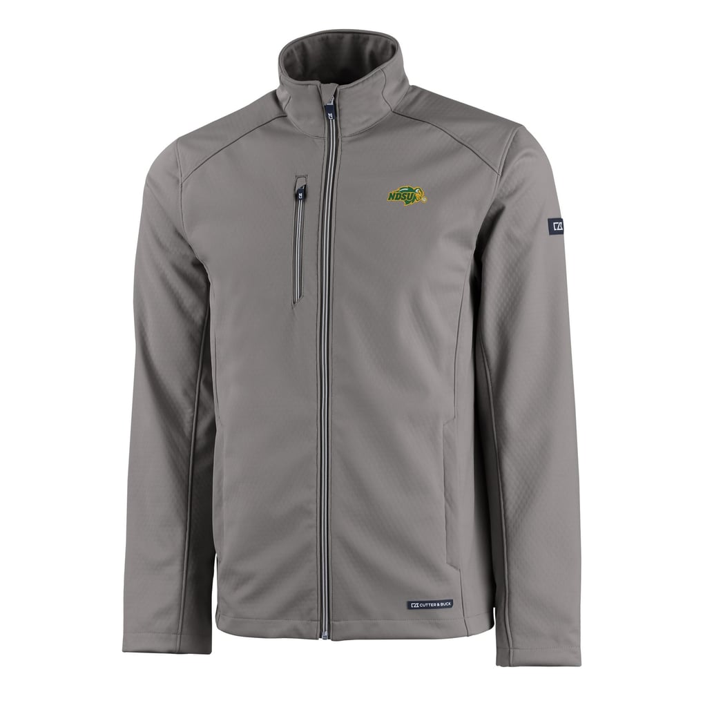NDSU Bison Cutter & Buck Evoke Eco Softshell Recycled Full-Zip Jacket - Pewter