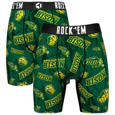  NDSU Bison Rock Em All Over Logo Boxer Briefs - Green