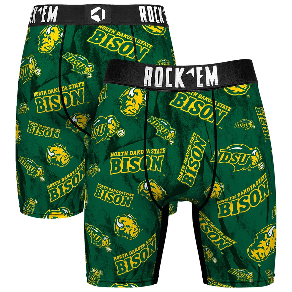 NDSU Bison Rock Em Socks All Over Logo Boxer Briefs - Green