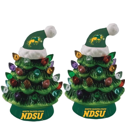 NDSU Bison 2-Pack 4" Ceramic LED Christmas Tree Set