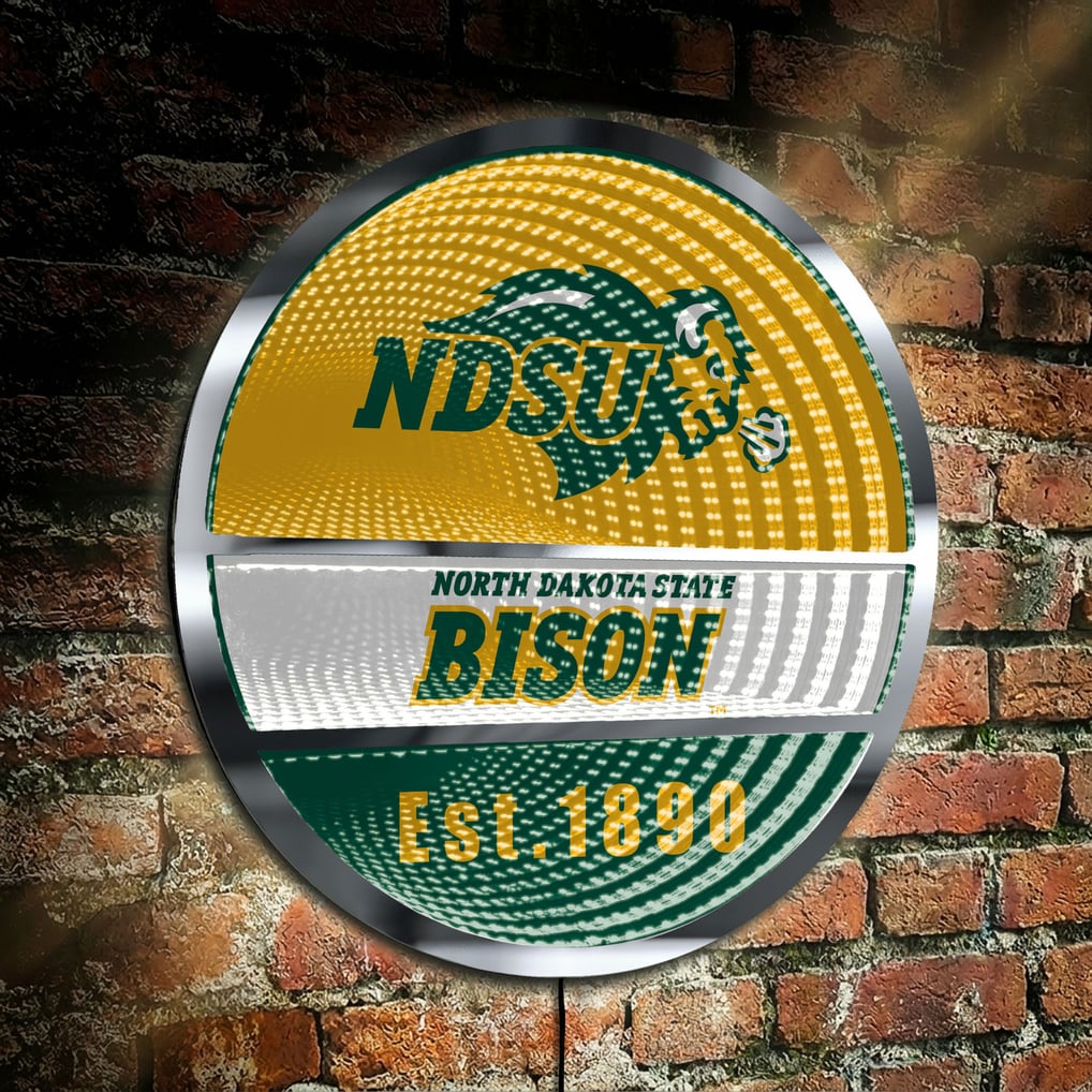 NDSU Bison Three-Cell Circular Infinity Light