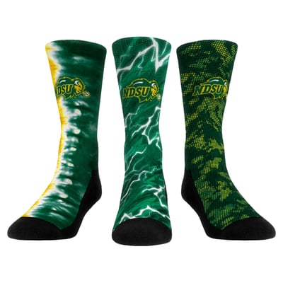 NDSU Bison Rock Em Unisex Team Tones Three-Pack Crew Socks