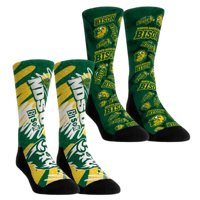 NDSU Bison Rock Em Unisex Two-Piece Team Blast Crew Socks Set
