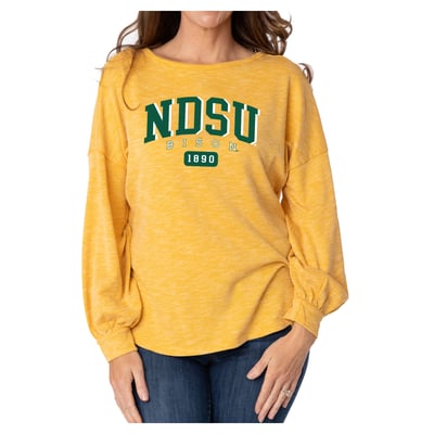 NDSU Bison Flying Colors Apparel Women's Josie Balloon Sleeve Long Sleeve Tunic T-Shirt - Gold
