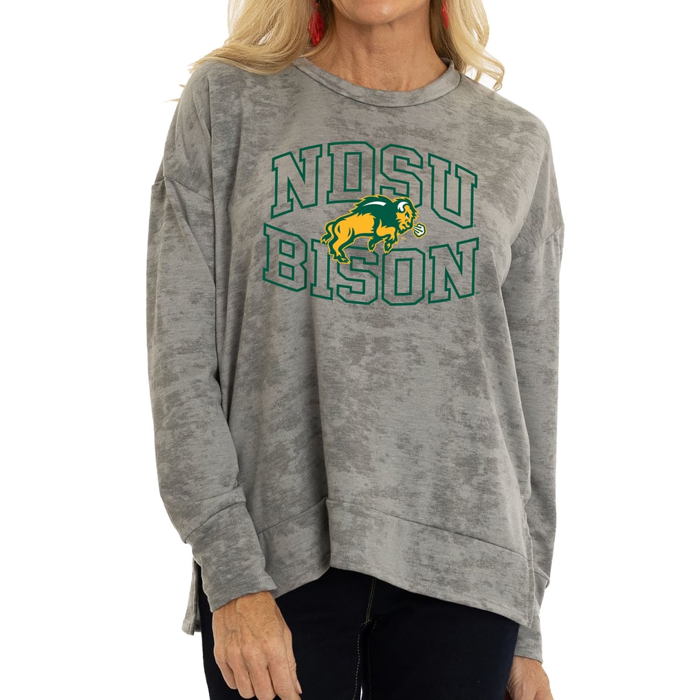 NDSU Bison Women's Brandy Tie Dye Tri-Blend Long Sleeve Top - Gray