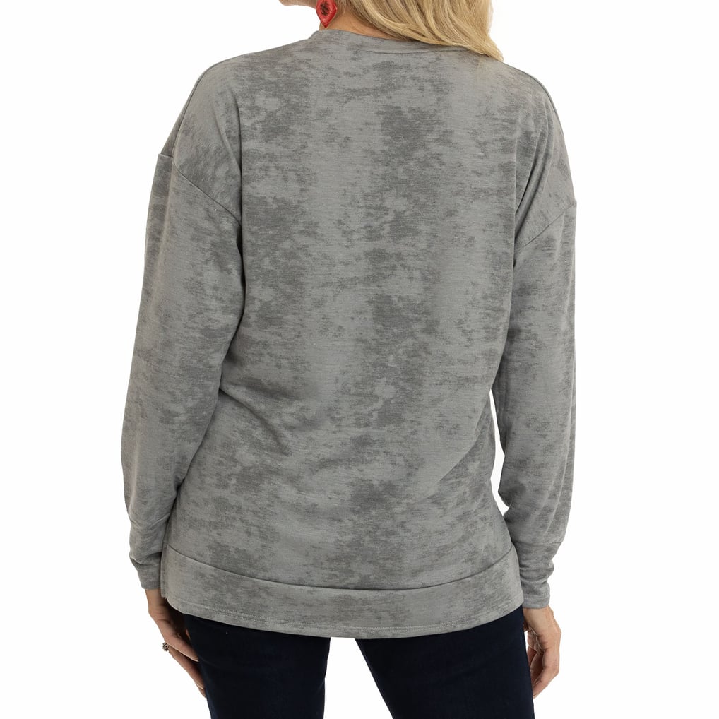 NDSU Bison Women's Brandy Tie Dye Tri-Blend Long Sleeve Top - Gray