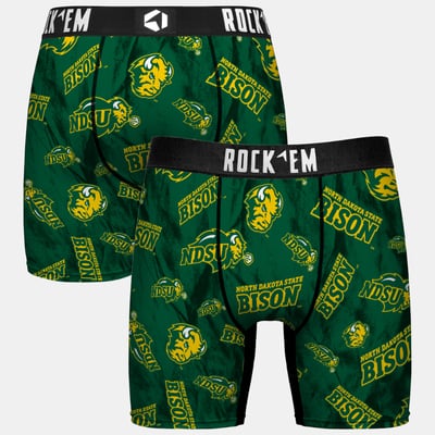  NDSU Bison Rock Em Youth All Over Logo Boxer Briefs - Green