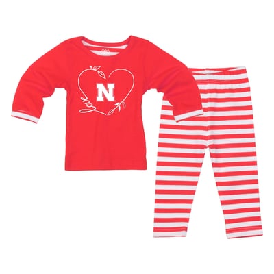  Nebraska Huskers Wes & Willy Girls Toddler 2-Piece Long Sleeve Top and Pants Set - Scarlet