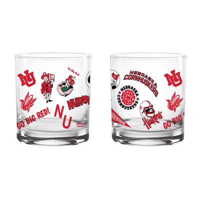 Indigo Falls Nebraska Huskers Medley Vintage Rocks Glass - Set of 2
