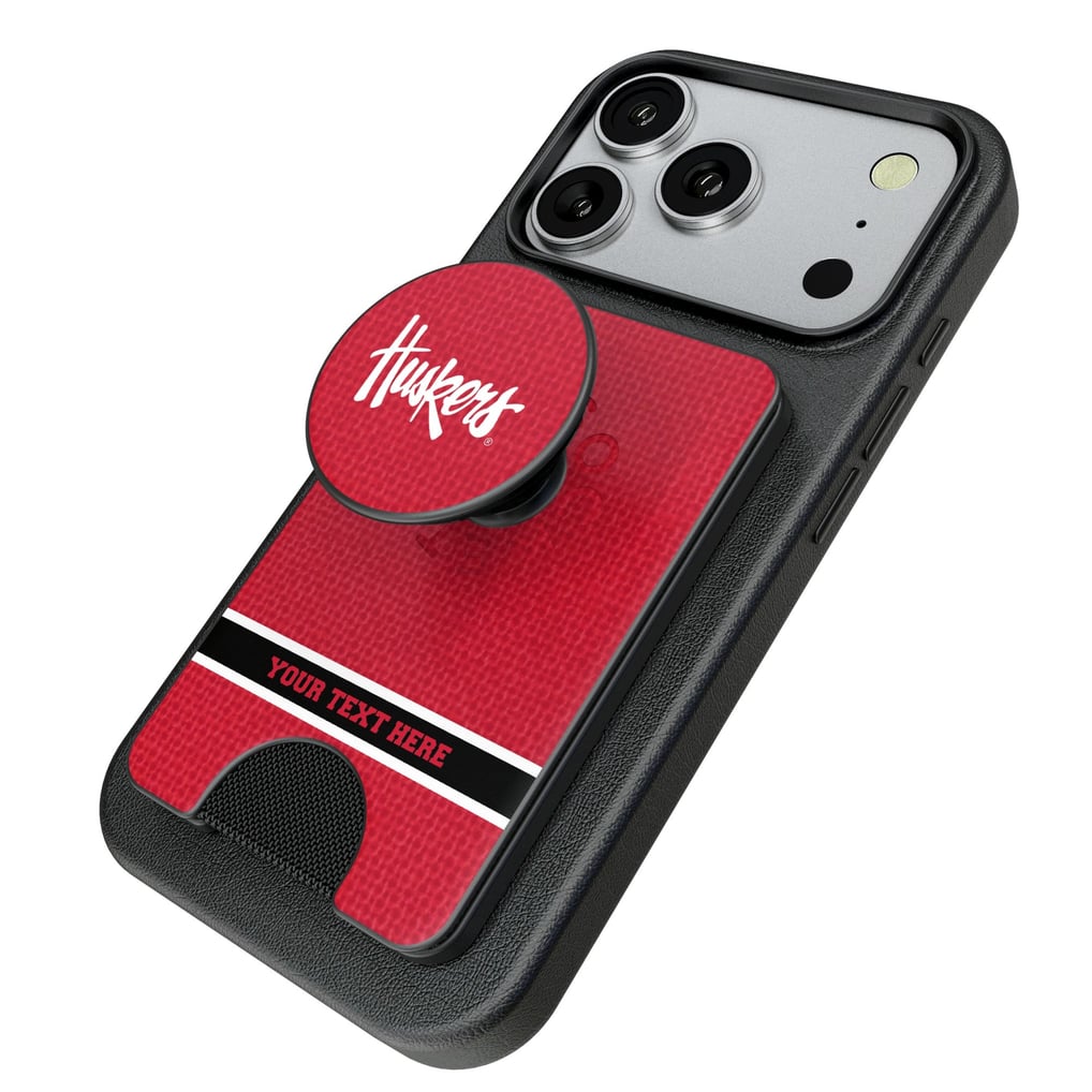 Nebraska Huskers Keyscaper Personalized Endzone Solid PopSockets Magnetic Wallet