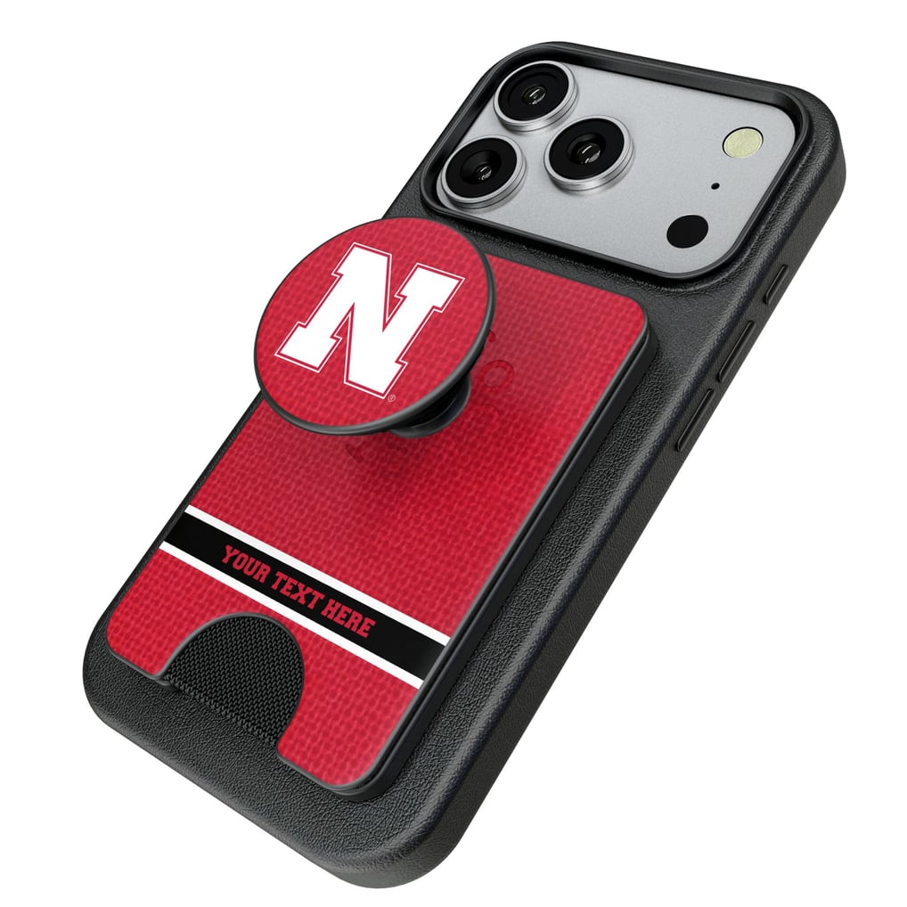 Nebraska Huskers Keyscaper Personalized Endzone Solid PopSockets Magnetic Wallet