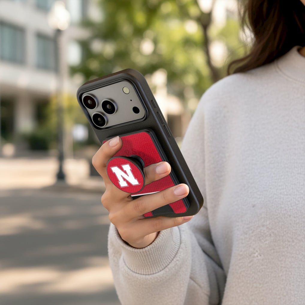 Nebraska Huskers Keyscaper Personalized Endzone Solid PopSockets Magnetic Wallet