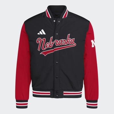  Nebraska Huskers adidas Dugout Collection Satin Jacket - Black