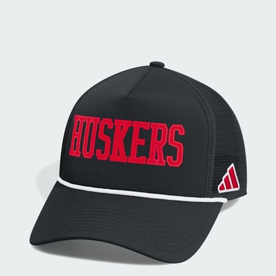  Nebraska Huskers adidas Our Red Burns Brighter Foam Front Trucker Adjustable Hat - Black
