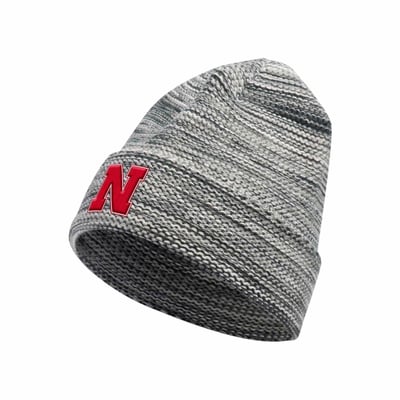 Nebraska Huskers adidas Marled Cuffed Knit Hat - Gray