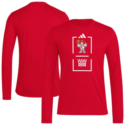  Nebraska Huskers adidas On-Court Pregame Long Sleeve T-Shirt - Scarlet