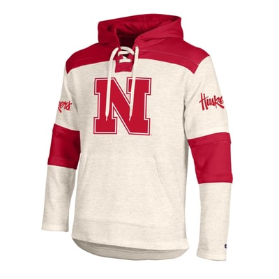  Nebraska Huskers Champion Lacer Fleece Hoodie - Cream