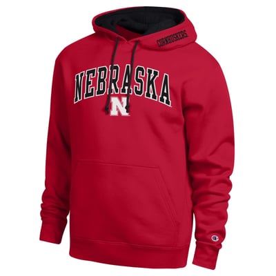  Nebraska Huskers Champion Arch Tackle Twill Hoodie - Scarlet