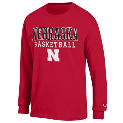 Nebraska Huskers Champion Basketball Stack Long Sleeve T-Shirt - Scarlet