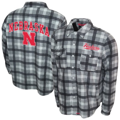 Nebraska Huskers Franchise Club Sherpa Flannel Full-Button Jacket - Gray