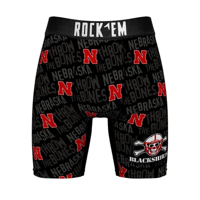  Nebraska Huskers Rock Em Localized Boxer Briefs - Black