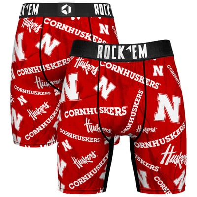  Nebraska Huskers Rock Em All Over Logo Boxer Briefs - Scarlet