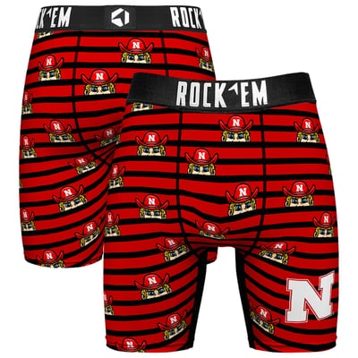  Nebraska Huskers Rock Em Mascot Stripes Boxer Briefs - Scarlet