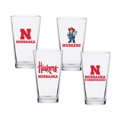 Nebraska Huskers 16oz. Collector Pint Glass Four-Piece Set