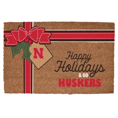 Nebraska Huskers 20" x 30" Holiday Gift Wrap Coir Door Mat
