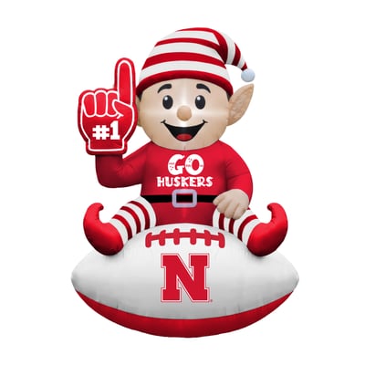 Nebraska Huskers 4' Elf on a Football Outdoor Yard Inflatable