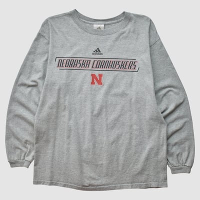 Nebraska Huskers Adidas 2000s Long Sleeve T-shirt - Heather Gray - M by Fanatics Real Vintage