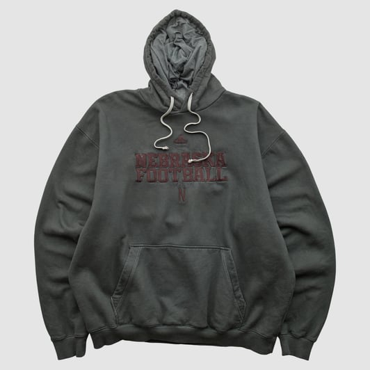 Nebraska Huskers Adidas 2010s Hooded Pullover Sweatshirt - Charcoal - 2XL by Fanatics Real Vintage