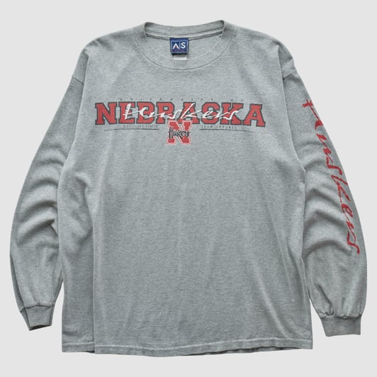 Nebraska Huskers AS sports 2000s Long Sleeve T-shirt - Heather Gray - S by Fanatics Real Vintage