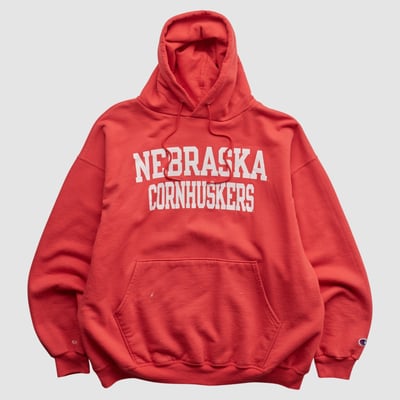 Nebraska Huskers Champion 2000s Hooded Pullover Sweatshirt - Red - S by Fanatics Real Vintage