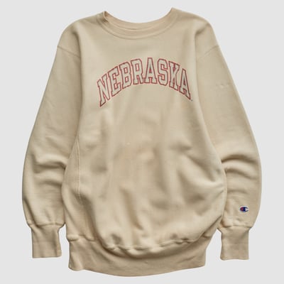 Nebraska Huskers Champion 2000s Pullover Sweatshirt - Beige - M by Fanatics Real Vintage