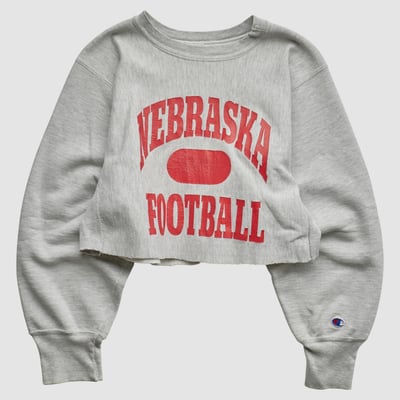 Nebraska Huskers Champion 90s Pullover Sweatshirt - Heather Gray - XXS by Fanatics Real Vintage