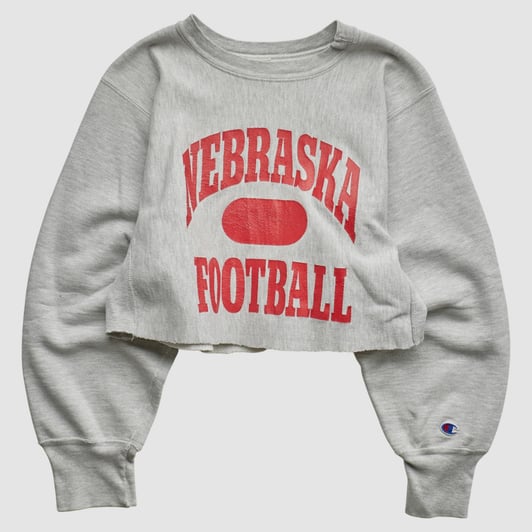 Nebraska Huskers Champion 90s Pullover Sweatshirt - Heather Gray - XXS by Fanatics Real Vintage