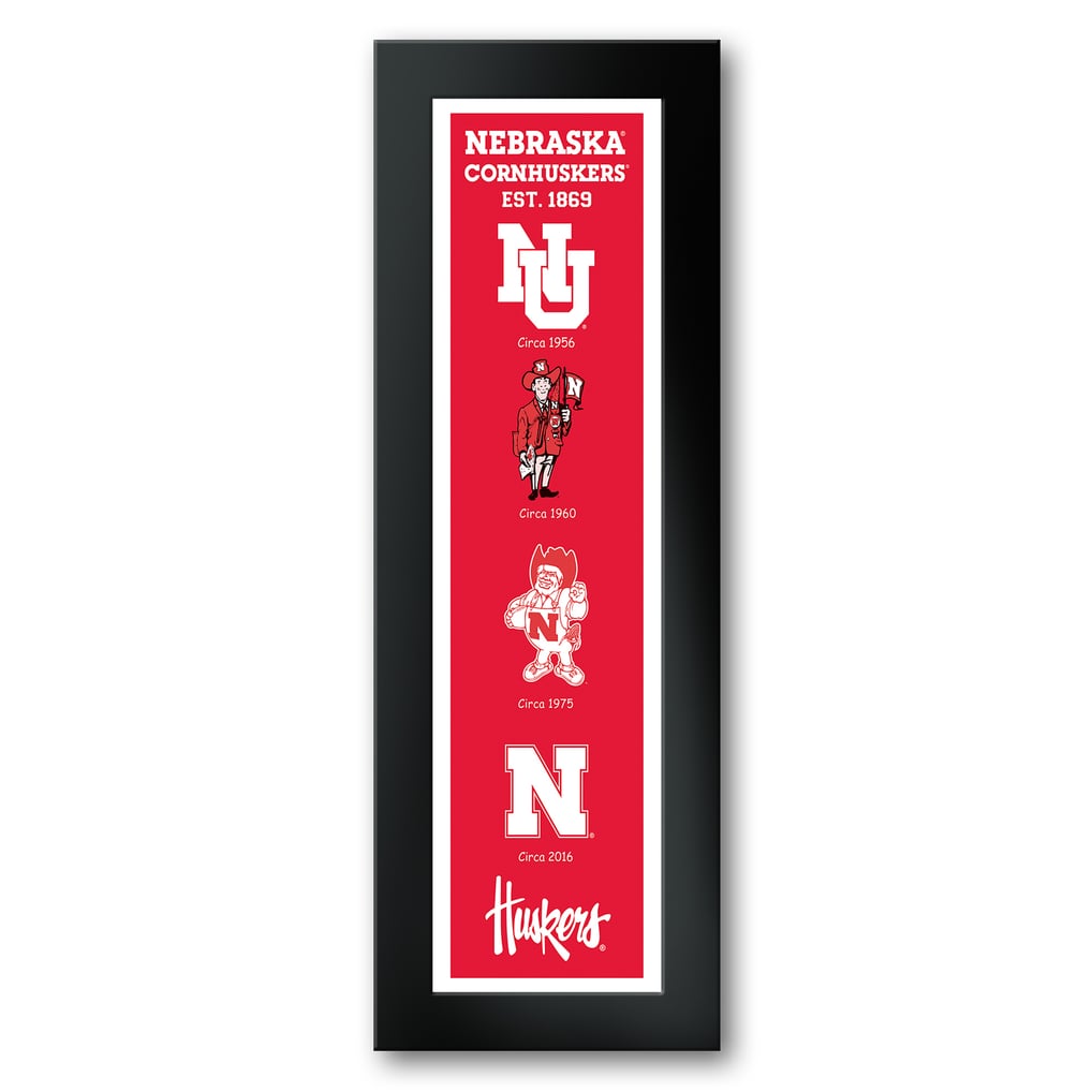Nebraska Huskers Framed 12" x 36" Logo Heritage Art Print