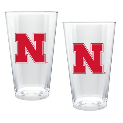 Nebraska Huskers Two-Piece 16oz. Double Play Pint Glass Set