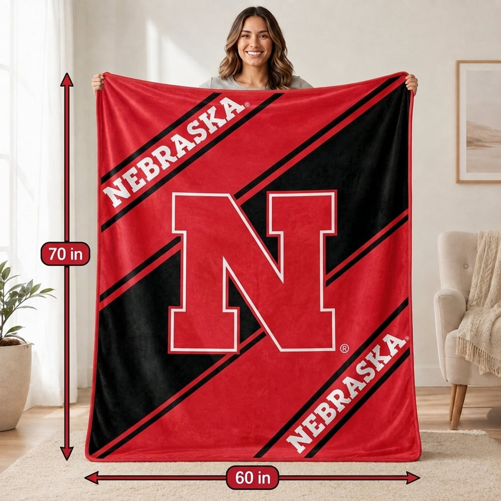 Nebraska Huskers Pegasus 60" x 70" Diagonal Lined Wordmark Ultra Soft Blanket