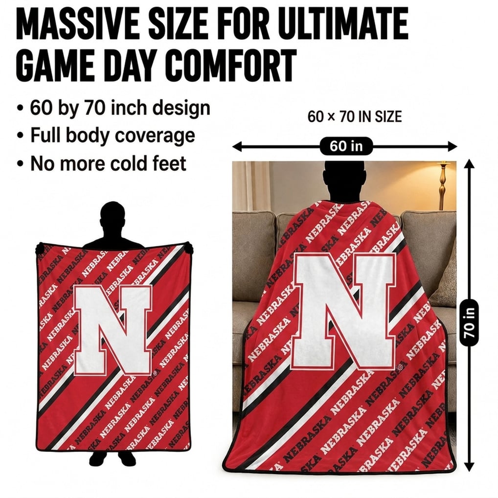Nebraska Huskers Pegasus 60" x 70" Diagonal Lined Wordmark Ultra Soft Blanket
