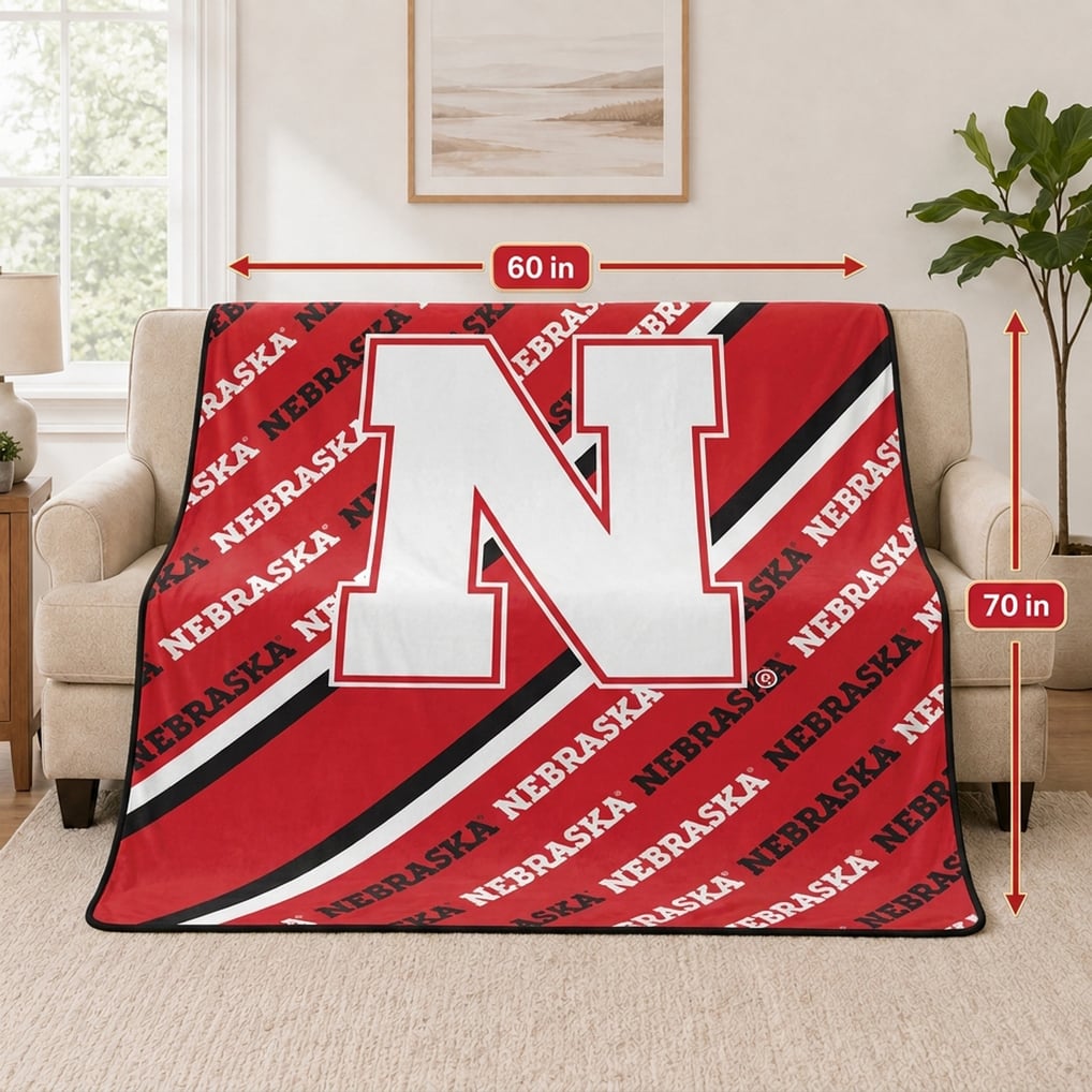 Nebraska Huskers Pegasus 60" x 70" Diagonal Lined Wordmark Ultra Soft Blanket