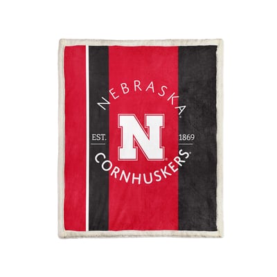 Nebraska Huskers Pegasus Block Stripe 50" x 60" Ultra Cozy Sherpa Blanket