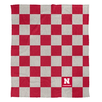 Nebraska Huskers Pegasus Checkered Logo Patch 50" x 60" Cozy Knit Blanket