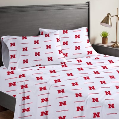 Nebraska Huskers Pegasus Four-Piece Queen Sheet Set