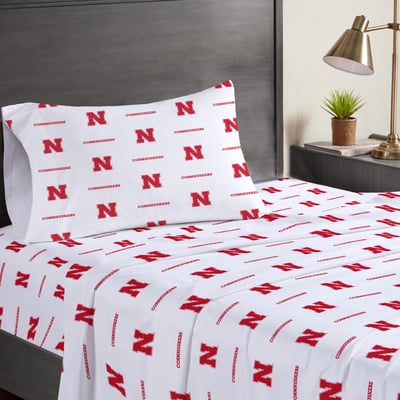 Nebraska Huskers Pegasus Three-Piece Twin Sheet Set