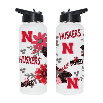 Nebraska Huskers The Memory Company 34oz. Flowers Stainless Steel Quencher Bottle